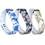 i-smile® 3PCS Replacement Bands with Metal Clasps for Fitbit Flex / Wireless Activity Bracelet Sport Wristband / Fitbit Flex Bracelet Sport Arm Band (No tracker, Replacement Bands Only) & 2PCS Silicon Fastener Ring For Free (3pcs Flowers, Large)