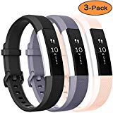 Vancle For Fitbit Alta HR Bands and Fitbit Alta Bands (3 PACK), Newest Sport Replacement Wristbands with Secure Metal Buckle for Fitbit Alta HR/Fitbit Alta (black gray blush-pink, Small)