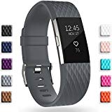 GEAK For Fitbit Charge 2 Bands, Classic Sports Replacement Bands for Fitbit Charge 2, Small Diamond Gray