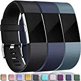Wepro Replacement Bands for Fitbit Charge 2, 3-Pack For Fitbit Charge2 Wristbands, Large, Black, Navy Blue, Slate Blue
