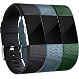 Maledan Bands for Fitbit Charge 2, Black Slate Blue Green, Large