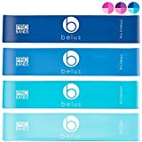 Belus Resistance Bands with Carry Bag, Video Download and eBook. Set of Four Loop Bands for Exercise, Rehabilitation and Fitness (PRO Blue Collection, 10″)