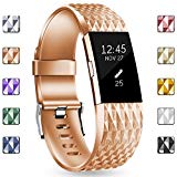 GEAK Bands Replacement for Fitbit Charge 2, Luxury Adjustable Sports Wrist Bands for Fitbit Charge 2, Small Diamond Rose Gold