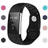 iGK for Fitbit Charge 2 Bands, Adjustable Replacement Sport Strap Bands for Fitbit Charge 2 Smartwatch Fitness Wristband Soft Silicone with Clsap Black Small