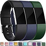 Wepro Replacement Bands for Fitbit Charge 2, 3-Pack For Fitbit Charge2 Wristbands, Large, Black, Navy Blue, Tarmac
