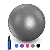 JBM Exercise Yoga Ball with Free Air Pump (4 Sizes 5 Colors) 400 lbs Anti-burst Slip-resistant Yoga Balance Stability Swiss Ball for Fitness Exercise Training Core Strength (Silver, 50cm-55cm)