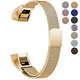 Oitom For Fitbit Alta HR Accessory Bands and For Fitbit alta replacement Band, (2 Size) Large 6.7″-9.3″ Small 5.1″-6.7″ (8 Color) Silver Black Rose Gold Pink Blue Brown Rainbow(Small 5.1″-6.7″ Gold)