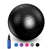 JBM Exercise Yoga Ball with Free Air Pump (4 Sizes 5 Colors) 400 lbs Anti-burst Slip-resistant Yoga Balance Stability Swiss Ball for Fitness Exercise Training Core Strength (Black, 80cm-85cm)