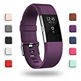 POY Compatible Fitbit Charge 2 Bands, Classic & Special Edition Replacement Bands Compatible Fitbit Charge 2, Large Plum, 1PC