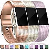 Wepro For Fitbit Charge 2 Bands, Replacement Accessories Bracelet Strap with Newest Colors for Fitbit Charge 2 HR, Champagne, Rose Gold, Lavender Small