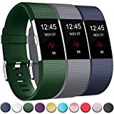 GEAK Replacement Bands for Fitbit Charge 2, Adjustable Classic Wristbands for Fitbit Charge 2, Small Gray Navy Olive