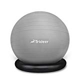 Trideer Exercise Ball Chair, Stability Ball with Ring & Pump, Flexible Seating, Improves Balance, Core Strength & Posture (Office & Home & Classroom) (Ball with Ring (Silver), 65cm)