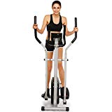 Anfan Elliptical Trainer Machine, Magnetic Control Mute Compact Elliptical Bike Bicycle with LCD Monitor Home Office Fitness Workout Machine (Black)