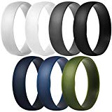 ThunderFit Silicone Rings, 7 Pack Wedding Bands for Men & Women (Dark Grey, Light Grey, White, Black, Dark Teal, Dark Blue, Dark Olive Green, 7.5-8 (18.2mm))