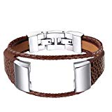 bayite for Fitbit Charge 2 Bands, Leather Bands Metal Clasp Fitbit Charge 2 Smartwatch Brown Small Replacement Accessory Bracelet