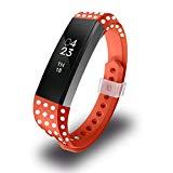 GreenInsync Compatible Fitbit Alta Band Small, Replacement Bands for Fitbit Alta/Fitbit Alta Bands/Fitbit Ace Straps with Metal Clasp, Polk Dot(Dark Orange)