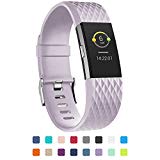 POY Replacement Bands Compatible for Fitbit Charge 2, Adjustable Sport Wristbands, Lavender Large, 1PC