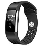 HUMENN Silicone Sport Bands Compatible for Fitbit Charge 2, Replacement Accessory Air Holes Band Compatible for Fitbit Charge 2 HR