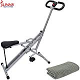 Sunny Health and Fitness Upright Squat Assist Row-N-Ride Trainer w/Workout Cooling Towel (Grey)