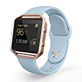 UMTELE Compatible for Fitbit Blaze Bands, Sport Silicone Replacement Strap [Pin-Tuck Closure] with Frame for Fitbit Blaze, Small, Light Blue