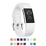 POY Replacement Bands Compatible for Fitbit Charge 2, Adjustable Sport Wristbands, Large White, 1PC