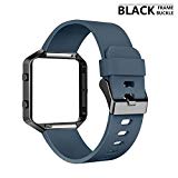 AIUNIT Compatible Fitbit Blaze Band Frame, Replacement for Fitbit Blaze Small Bands Accessories Wristband Watch Sport Strap for Fitbit Blaze Smart Tracker Women Men Teens(Slate Band & Black Frame)