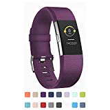 POY Replacement Bands Compatible for Fitbit Charge 2, Adjustable Sport Wristbands, Large Purple 1PC