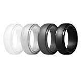 ThunderFit Silicone Rings for Men – 4 Pack Rubber Wedding Bands (White, Light Grey, Black, Dark Grey, 9.5-10 (19.8mm))