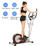 Aceshin Elliptical Machine Trainer Compact Life Fitness Exercise Equipment for Home Workout Offic Gym (Silver)