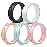 Silicone Wedding Ring for Women – 5 Rings Pack- Designed Medical Grade Silicone Rubber Rings (Size 5, Women’s Rings)
