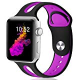 KOLEK Band Compatible with Apple Watch 38mm/40mm, Bands Compatible Apple Watch Series 1/2/3/4, Sport, Edition, Small, Black/Purple