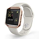 UMTELE Compatible for Fitbit Blaze Bands, Sport Silicone Replacement Strap [Pin-Tuck Closure] with Frame for Fitbit Blaze, Small, Apricot
