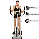 Kemanner Elliptical Machine Trainer for Home Gym Fitness Workout,Smooth Quiet Elliptical Trainer Magnetic Control with LCD Monitor and Pulse Rate Grips(Black)