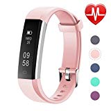 Letsfit Fitness Tracker, Slim Activity Tracker with Heart Rate Monitor, Pedometer Watch, Sleep Monitor, Step Counter, Calorie Counter, Waterproof Fitness Band for Kids Women and Men (Pink) (Pink)