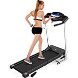 Merax Electric Folding Treadmill Motorized Running Machine with Wheels Easy Assembly (Black – 1 Year Warranty)