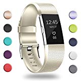 GEAK Bands for Fitbit Charge 2, Luxury Special Edition Sports Wrist Bands for Fitbit Charge 2, Large Champagne