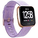 EZCO Compatible Fitbit Versa Bands, Woven Fabric Breathable Watch Strap Quick Release Replacement Wristband Accessories Compatible Fitbit Versa Smart Watch Women Man (Special Edition Lavender)