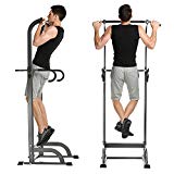 Hurbo Pull up Bar Strength Fitness Adjustable Height Exercise Equipment Power Tower (Black#)