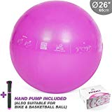 LAFIT CLUB 65 cm Pink Exercise Ball – Yoga Ball with Pump – Gym Ball for Yoga – Stability Swiss Sitting Fit Ball – Ball for Workout and Gym