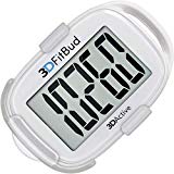 3DFitBud Simple Step Counter Walking 3D Pedometer with Lanyard, A420S (White with Clip)