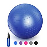 JBM Exercise Yoga Ball with Free Air Pump (4 Sizes 5 Colors) 400 lbs Anti-Burst Slip-Resistant Yoga Balance Stability Swiss Ball for Fitness Exercise Training Core Strength (Blue, 60cm-65cm)