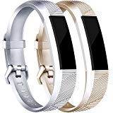 Tobfit for Fitbit Alta Bands(2 PACK), Small, Silver/Champagne Gold