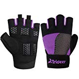Trideer Ultralight Weight Lifting Gloves, Gym Glove for Powerlifting, Cross Training, Bodybuilding, Breathable Lycra & Anti-Slip Gel Pad (Purple, L (Fits 7.08-7.48 Inches))