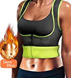 LODAY Women Neoprene Sauna Sweat Waist Trainer Vest with Zipper for Weight Loss Gym Workout Body Shaper Tank Top Shirt (M(US 12), Grey(Sauna Suit))