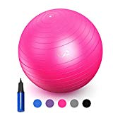JBM Exercise Yoga Ball with Free Air Pump (4 Sizes 5 Colors) 400 lbs Anti-Burst Slip-Resistant Yoga Balance Stability Swiss Ball for Fitness Exercise Training Core Strength (Pink, 50cm-55cm)