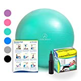 Exercise Ball – Professional Grade Anti-Burst Fitness, Balance Ball for Pilates, Yoga, Birthing, Stability Gym Workout Training and Physical Therapy (Aqua, 65 cm)