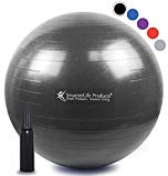 Exercise Ball for Yoga, Balance, Stability from SmarterLife – Fitness, Pilates, Birthing, Therapy, Office Ball Chair, Classroom Flexible Seating | Anti Burst, Non Slip | + Workout Guide (Black, 75cm)