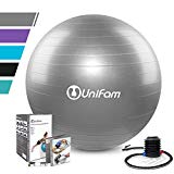 Exercise Stability Ball Chair with Hand Pump Use For CrossFit, Yoga, Balance & Core Strength Training, Non-Slip & Anti-Burst Extra Thick Fitness Ball(Silver&45CM)