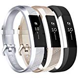 Vancle for Fitbit Alta HR/Ace Bands and Alta Bands, Adjustable Replacement Accessories Wristbands for Fitbit Ace/Alta and Alta HR, Silver Gold Black, Large