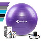 Exercise Stability Ball Chair with Hand Pump Use For CrossFit, Yoga, Balance & Core Strength Training, Non-Slip & Anti-Burst Extra Thick Fitness Ball(Purple&45CM)